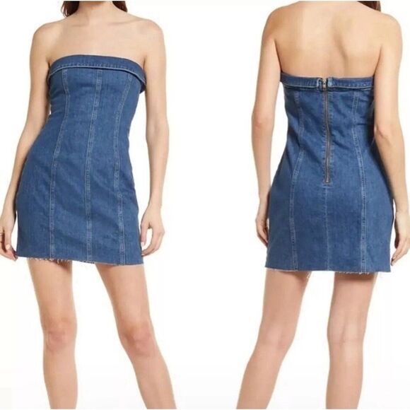 Reformation Marilyn Denim Blue Sleeveless Mini Dress Zip Up Size 10 - Picture 11 of 11